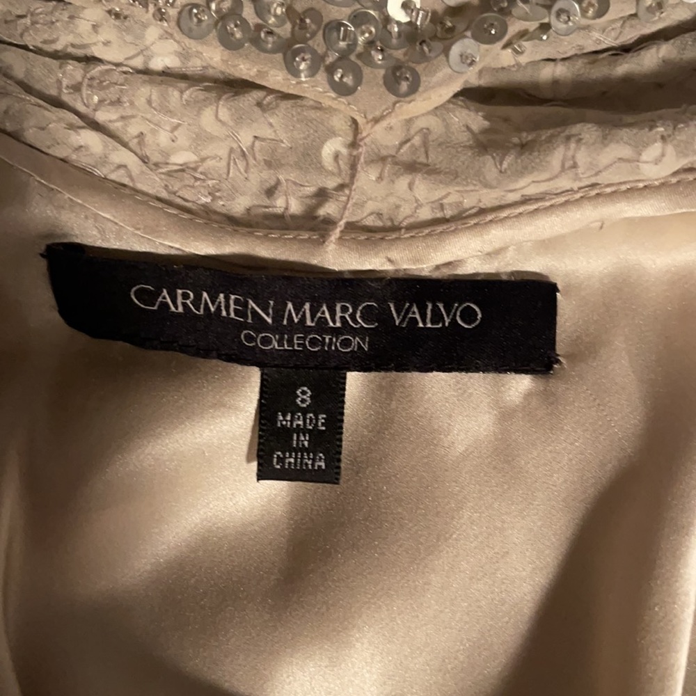 Carmen Marc Valvo Silver sequin cocktail dress - Picture 7 of 9